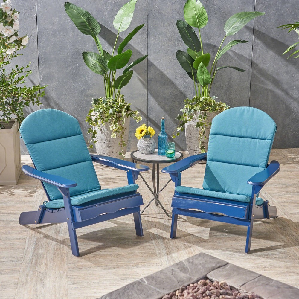 Malibu 2pk Acacia Wood Adirondack Chairs Blue Teal Christopher Knight Home