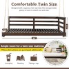 Whisen Country Style Twin Size Wooden Porch Swing Daybed with Frame and 96-Inch Hemp Ropes, Acacia Wood Patio Swing for Garden or Backyard - 3 of 4
