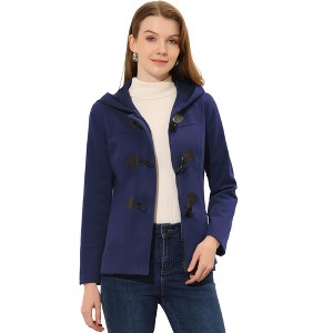 INSPIRE CHIC Women's Casual Winter Outwear Hooded Button Toggle Duffle Coat - 1 of 4
