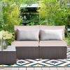 Costway 2PCS Patio Rattan Armless Sofa Sectional Furniture W/Cushion - 3 of 4