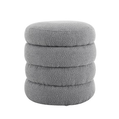 Ottoman with Storage,Foot Rest Round Bag Floor Chair for Bedroom or Entryway in Gray