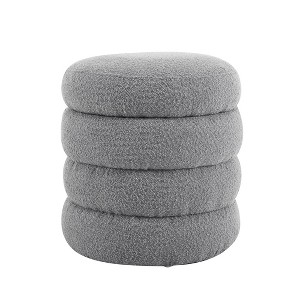 Ottoman with Storage,Foot Rest Round Bag Floor Chair for Bedroom or Entryway in Gray - 1 of 4