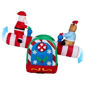 SEVOBAL Inflatable Holiday Decorations 4.7 FT Christmas Inflatable Decoration, Large Motorized Seesaw Santa and Reindeer, Multi, 55.1"*28.3"*47.2" - 1 of 4
