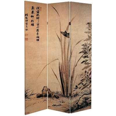 Yellow Cranes and Butterfly Canvas Folding Room Divider