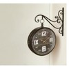Manual Woodworkers and Weavers Bracket Wall Clock with Vintage-Inspired Iron Frame and Double-Sided Station Style Design - 3 of 3