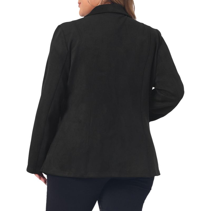 Agnes Orinda Women's Plus Size Faux Suede Long Sleeve Lapel Work Office Blazer, 4 of 6