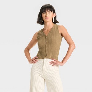Women's Button-Front Knit Tank Top - Universal Thread™ - 1 of 3