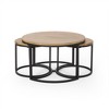 Coffee Table Set Of 3 With Metal Frame, Round Coffee Table & 2pcs Round End Table For Small Space Living Room Apartment - 3 of 4