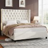 Bed Frame with Deep Button Tufted and Velvet Wingback Headboard,No Box Spring Needed - 2 of 4