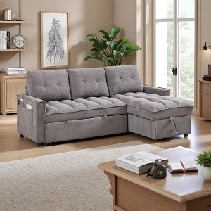 78.75" Convertible L-Shaped Sleeper Sectional Sofa with USB Charging - 1 of 4