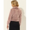 INSPIRE CHIC Women's Cropped Lapel Long Sleeve Fluffy Faux Fur Jackets - 4 of 4