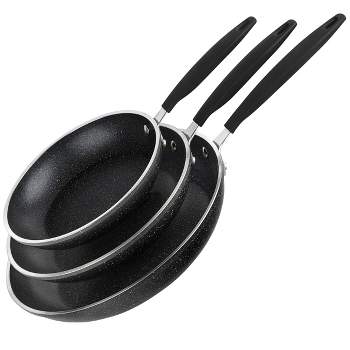 Granitestone 3 Pack Nonstick Fry Pan Set with Rubber Grib Handle - 8'' 10'' and 12''