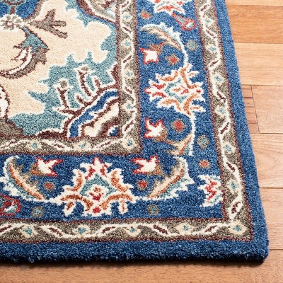 Antiquity Blue and Ivory Wool Hand-Tufted Runner Rug