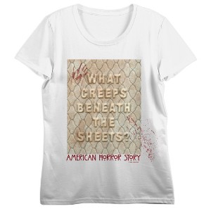 American Horror Story What Creeps Beneath The Sheets Crew Neck Short Sleeve Women's White Crop Top - 1 of 3