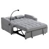 TiramisuBest Modern Velvet Loveseat Futon Sofa with Pullout Bed, Adjustable Backrest, Pillows, USB Ports & Phone Holder, Space-Saving,Light Gray - 3 of 4