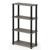 Furinno 4-Tier Multipurpose Display Rack Storage Shelving Unit with Square Tube Open Bookshelf,French Oak/Black - 4 of 4