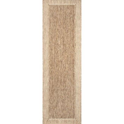 nuLOOM Asha Striped Border Stain Resistant High Traffic Outdoor Area Rug