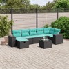 vidaXL 8 Piece Patio Sofa Set with Cushions Black Poly Rattan - 2 of 4