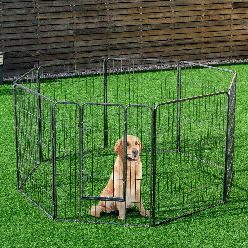 Costway 40'' 8 Panel Pet Puppy Dog Playpen Door Exercise Kennel Fence Metal, 3 of 11