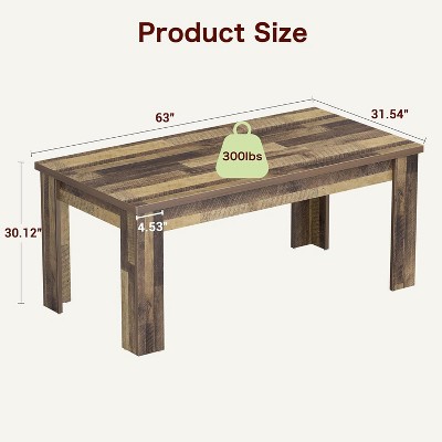 Rustic Brown Rectangular Wooden Dining Table for 6