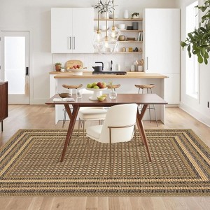 Washable Braided Printed Area Rug, Non Slip Low Pile Foldable Carpet, Soft Thin Stain Resistant Mat for Living Room Bedroom Kitchen - 1 of 4