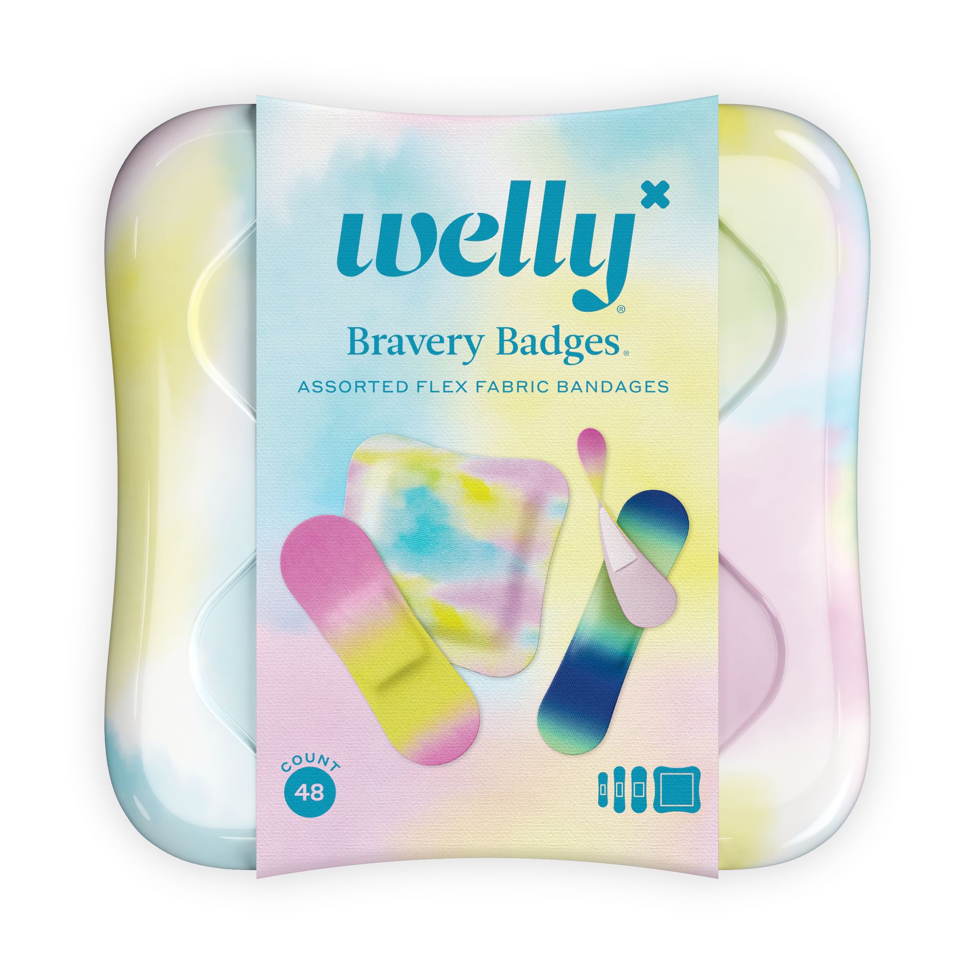 Welly Kid's Flex Fabric Bandages - Colorwash Tie Dye - 48ct
