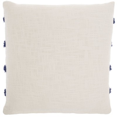 18" Square Blue Tufted Cotton Throw Pillow