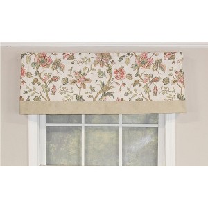 RLF Home Gianna Banded 3" Rod Pocket Contrast Bottom Banding Valance, 50" x 16" - 1 of 4