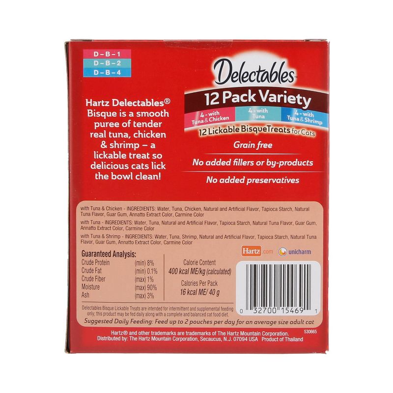 Hartz Delectables Bisque Tuna, Shrimp &#38; Chicken Cat Treats Variety Pack - 16.8oz/12ct, 4 of 5