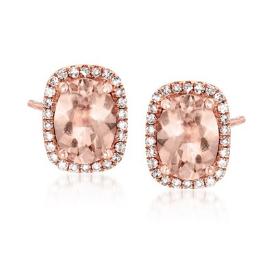 Ross-Simons 2.60 ct. t.w. Morganite and .15 ct. t.w. Diamond Earrings in 14kt Rose Gold