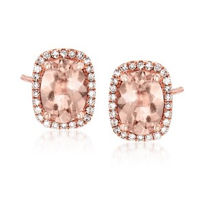 Ross-Simons 2.60 ct. t.w. Morganite and .15 ct. t.w. Diamond Earrings in 14kt Rose Gold - 1 of 3
