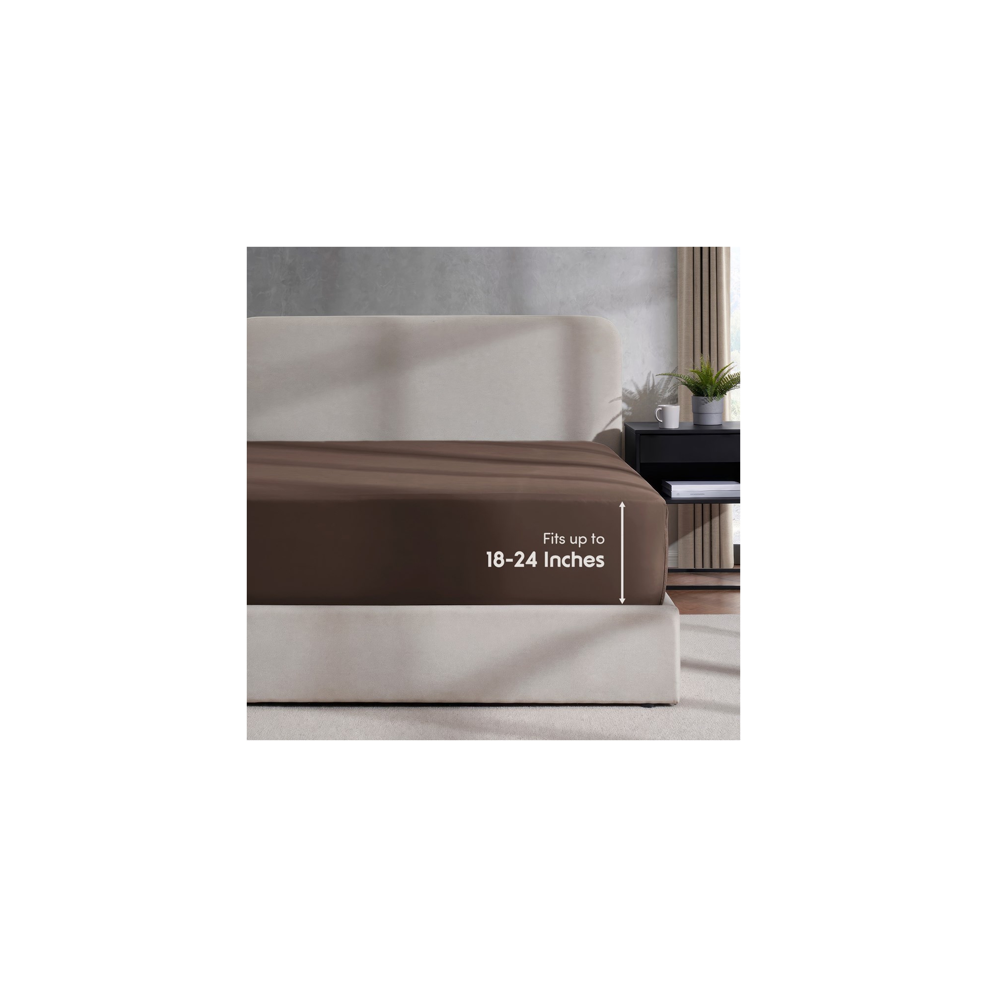 Empyrean Extra Deep Pocket Single Fitted Sheet, Ultra Soft King Fitted Sheet - Chocolate Brown