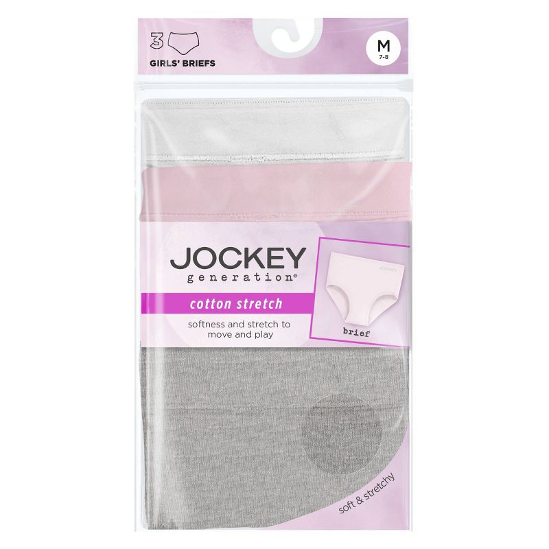 Jockey Generation™ Girls' 3pk Briefs - Gray/White/Pink, 4 of 5