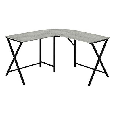 Monarch Specialties Computer Desk Home Office Corner 55InchL L Shape Work Laptop Metal Laminate Grey Black Contemporary Modern