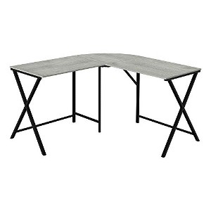 Monarch Specialties Computer Desk Home Office Corner 55InchL L Shape Work Laptop Metal Laminate Grey Black Contemporary Modern - 1 of 4