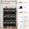 Shoe Storage Cabinet with 3 Flip Drawers and 2 Side Hooks, Freestanding Shoe Organizer Storage for Entryway, Farmhouse Hidden Shoe Cabinet, Black - 4 of 4