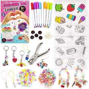 GirlZone Shrink Me Craft Kit, Create Shrink Art and Make Your Own Keychain Charms and Fridge Magnets with Shrinky Sheets - 1 of 4
