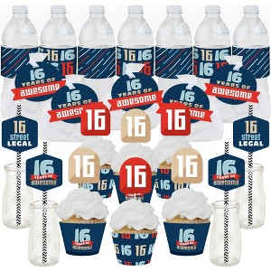 Big Dot of Happiness Boy 16th Birthday - Sweet Sixteen Birthday Party Favors and Cupcake Kit - Fabulous Favor Party Pack - 100 Pieces - 1 of 4