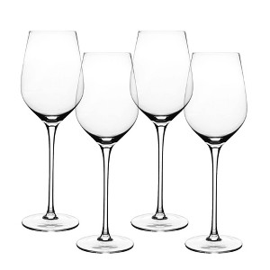 over&back Set of 4 13oz Traditional Classic Stem Mouth-Blown Glasses Clear: Dishwasher-Safe, Lead-Free - 1 of 4