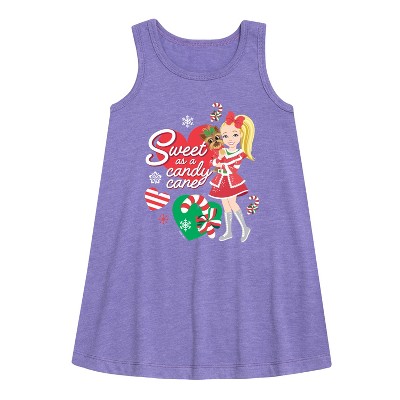 JoJo Siwa Sweet As A Candy Cane Graphic Sleeveless Aline Dress - Purple - 4T