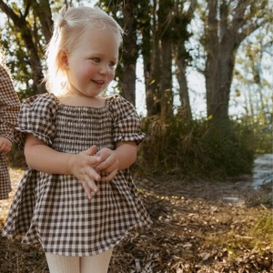 Organic Smocked Dress W/ Bloomers - Gingham Checks - 1 of 3