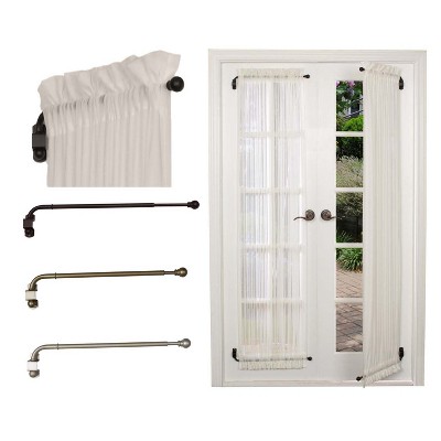Espresso Adjustable Steel Swing Arm Curtain Rod Pair with Ball Finial