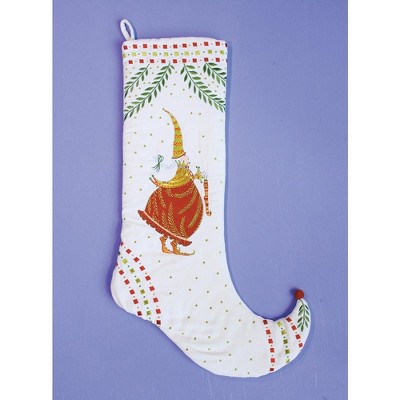 Patience Brewster 29" White and Red Embroider Mrs Santa Claus Christmas Stocking