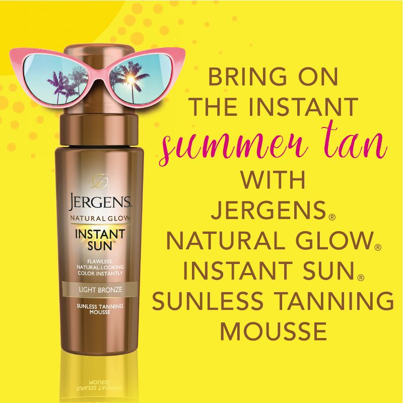 Jergens Natural Glow Instant Sun Sunless Tanning Mousse, Light Bronze Tan, Sunless Tanner Mousse - 6 fl oz, 5 of 10