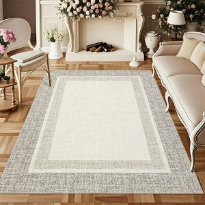Modern Machine WashableArea Rug with Non Slip Backing Low Pile Accent Rug Foldable Contemporary Indoor Carpet - 1 of 4