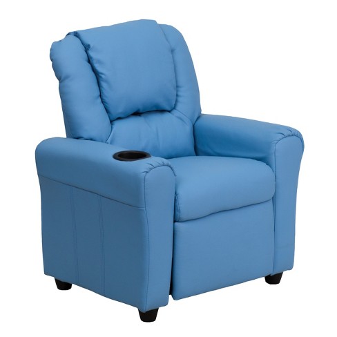 Kids Recliner Chair with Side Pockets and Footrest Blue