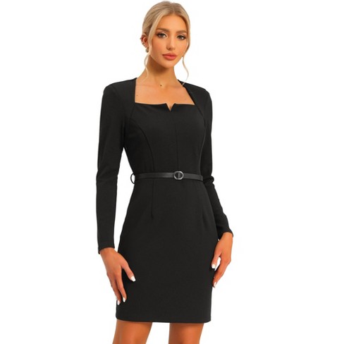 Allegra K Women's Sheath Dress Contrast Color 3/4 Sleeve Bodycon Pencil  Work Dresses