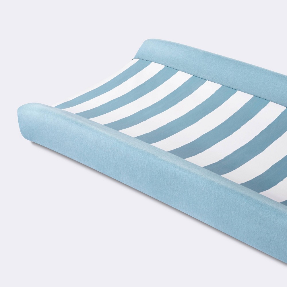 Photos - Baby Hygiene Wipeable Changing Pad Cover - Blue and White Stripes - Cloud Island™