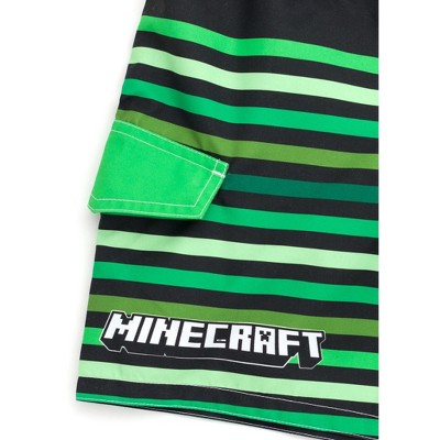 Minecraft Big Boys UPF 50+ Swim Trunks Bathing Suit Green / Black 14-16 — фото 5