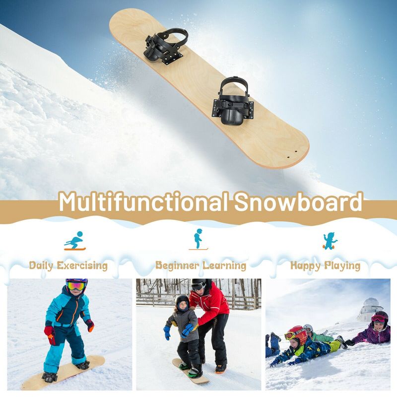 Costway Sledding Board Skiing Board W/Adjustable Foot Straps Winter Sports Snowboarding, 5 of 11